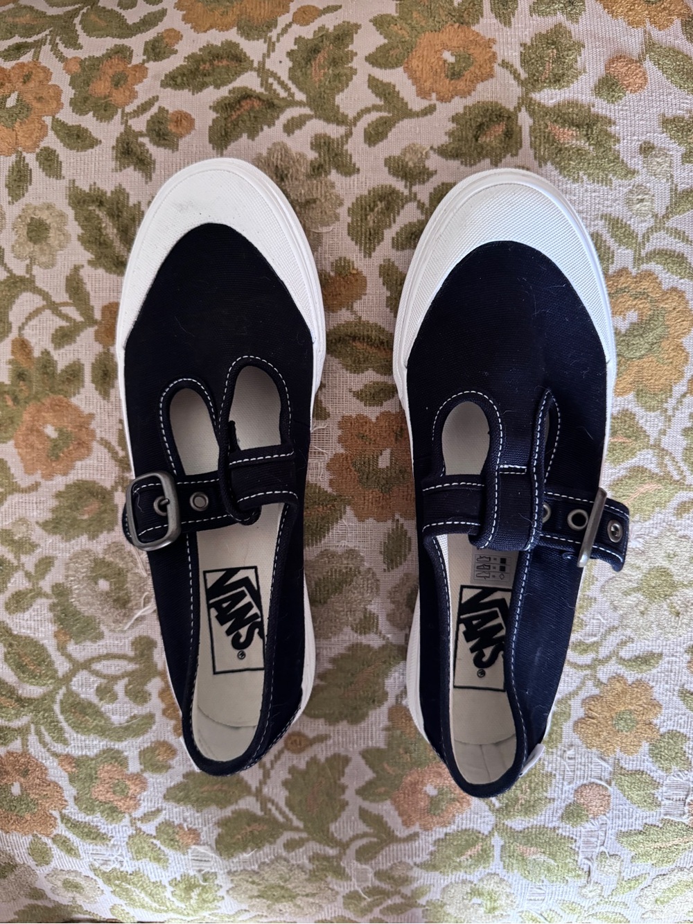 Vans Black Mary Jane Canvas Sneakers with Buckle